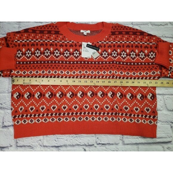 Nordstrom's BP Womens 2X Pullover Long Sleeve Crew Neck Red Argyle Sweater - Picture 6 of 6